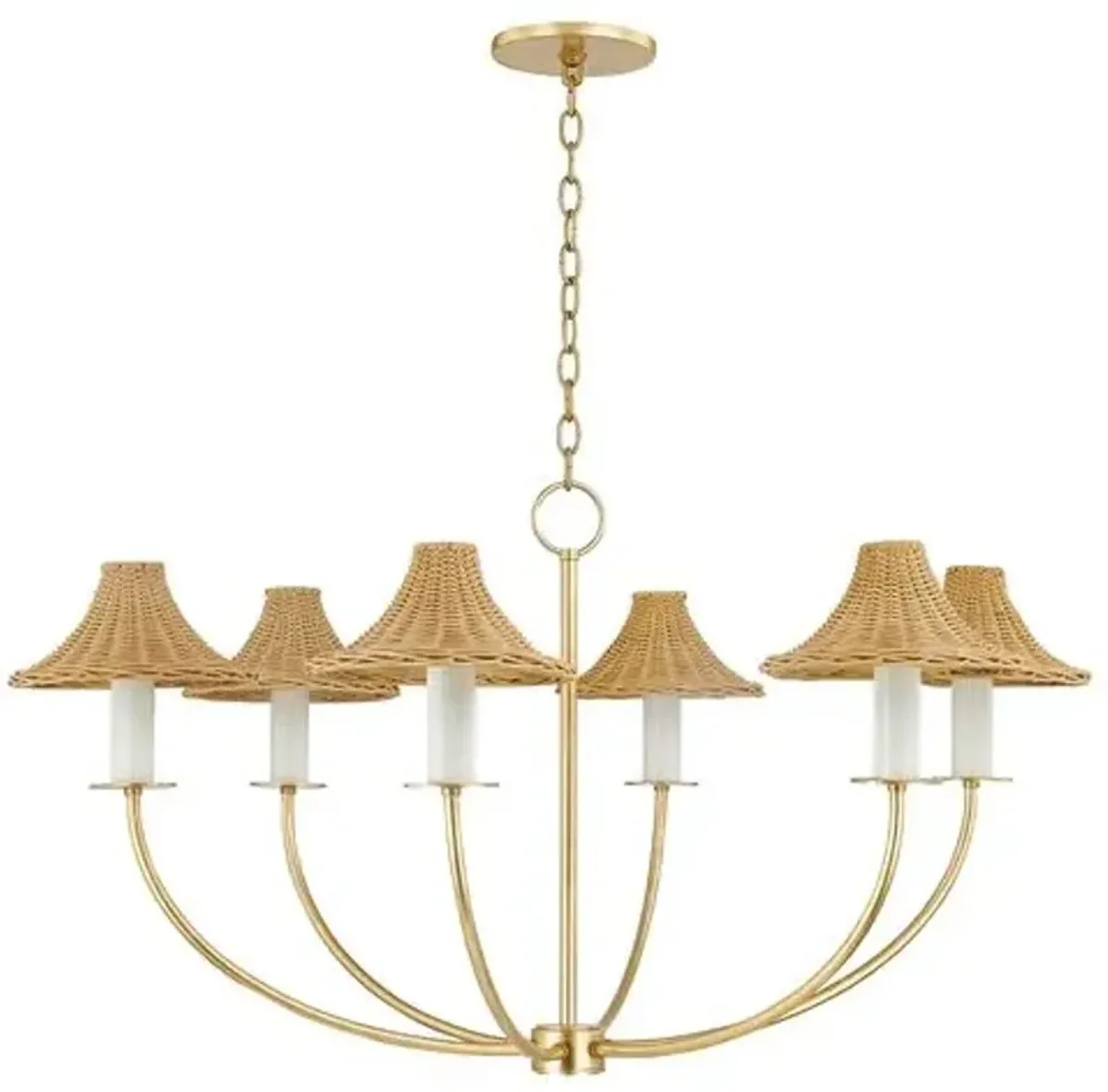 Bodie Rattan Chandelier - Natural/Vintage Gold Leaf