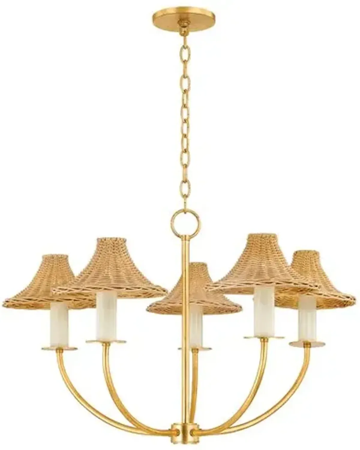 Lyle Rattan Chandelier - Vintage Gold Leaf