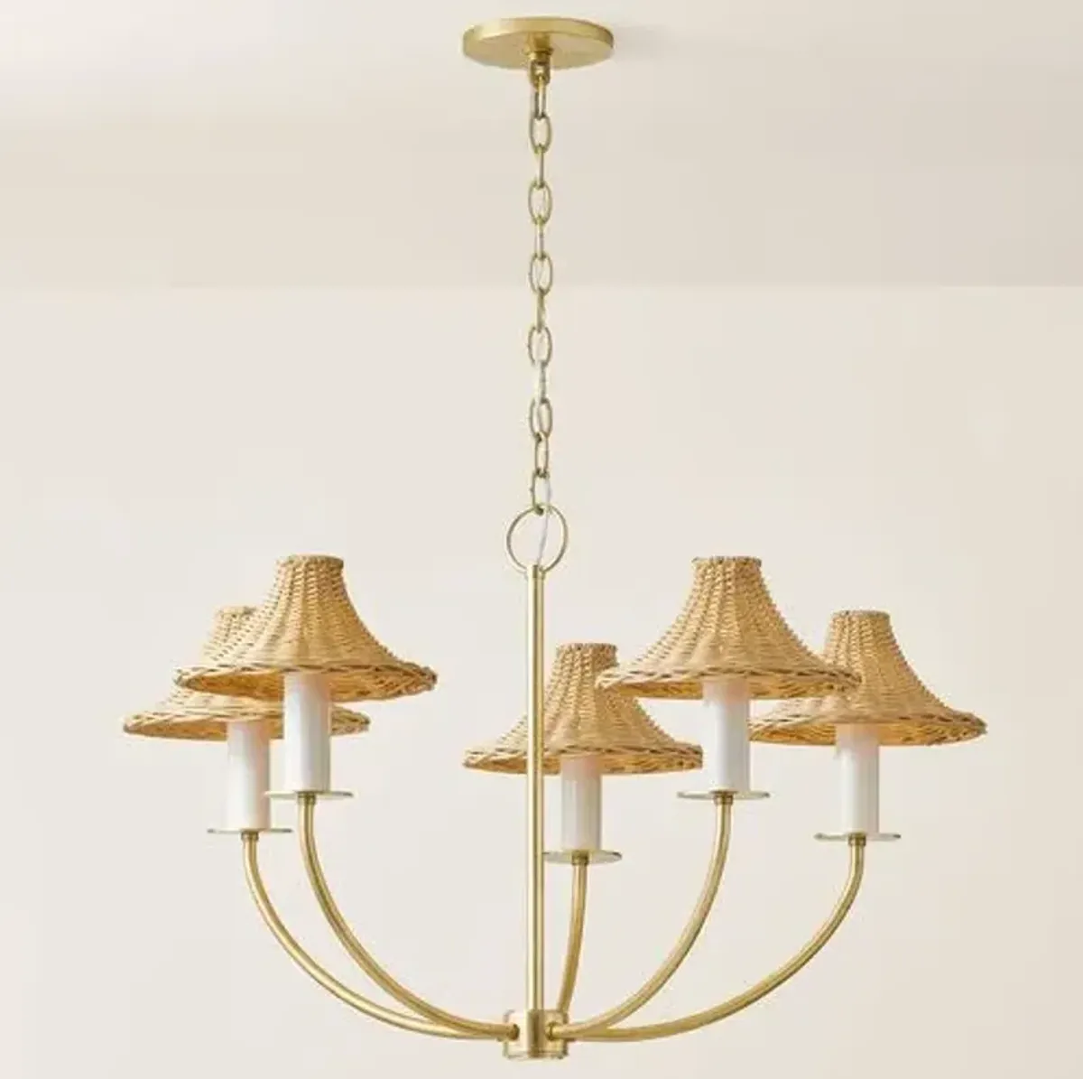 Lyle Rattan Chandelier - Vintage Gold Leaf