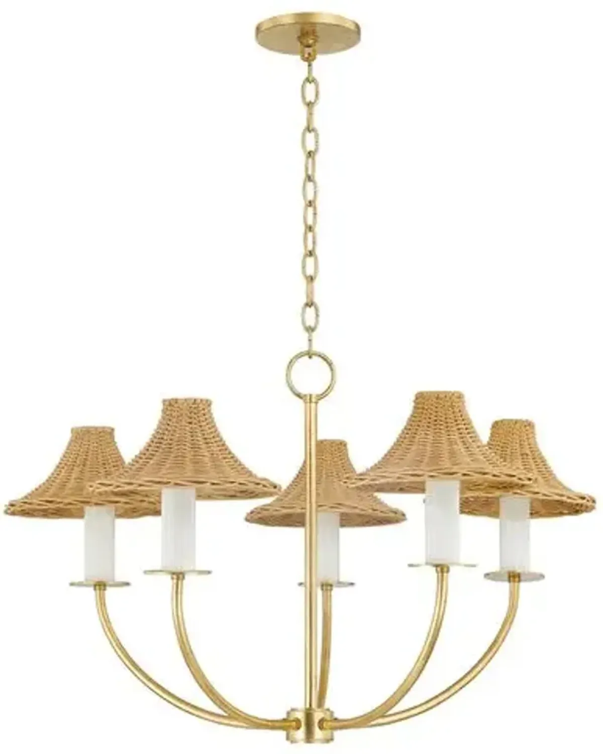 Lyle Rattan Chandelier - Vintage Gold Leaf