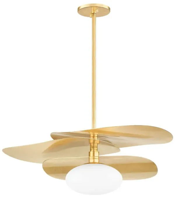 Talon 9.5" Petal Pendant - Vintage Gold Leaf