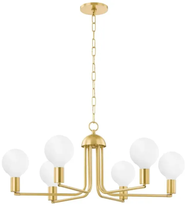 Davina 6-Light Globe Chandelier - Aged Brass - Gold