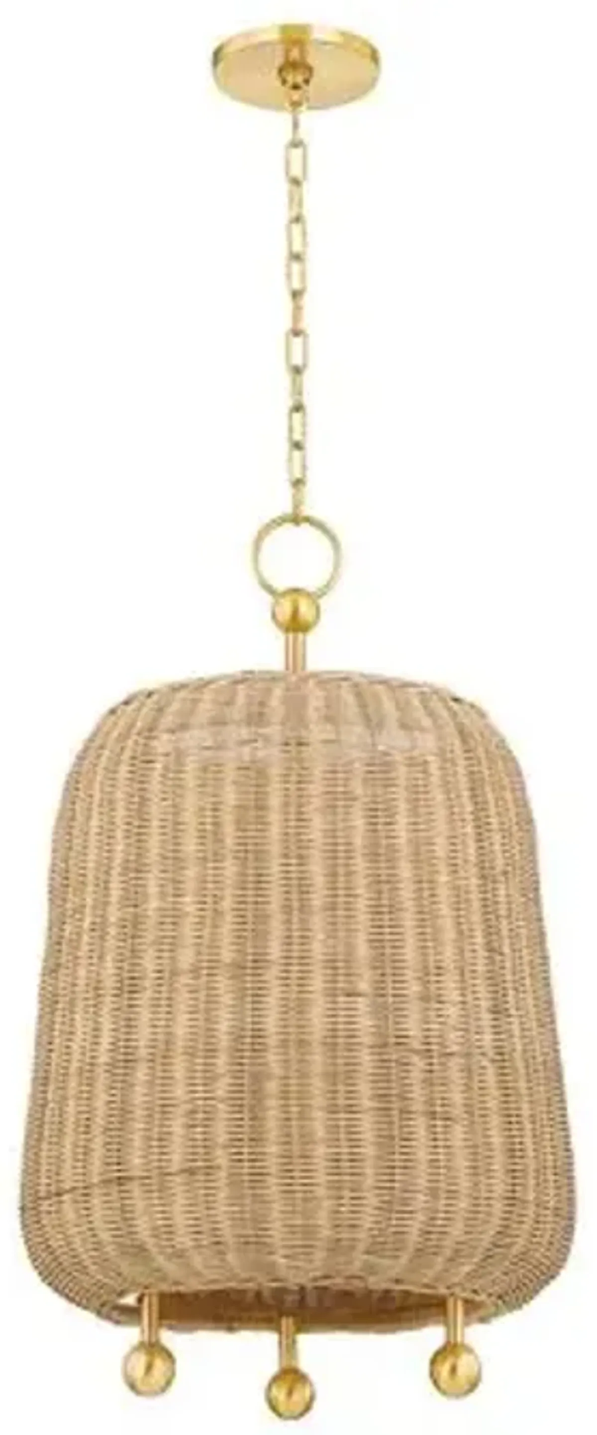 Mariam Rattan Pendant - Natural/Aged Brass - Gold