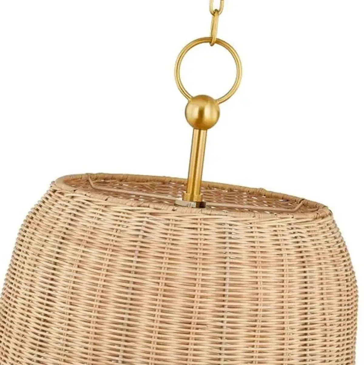 Mariam Rattan Pendant - Natural/Aged Brass - Gold