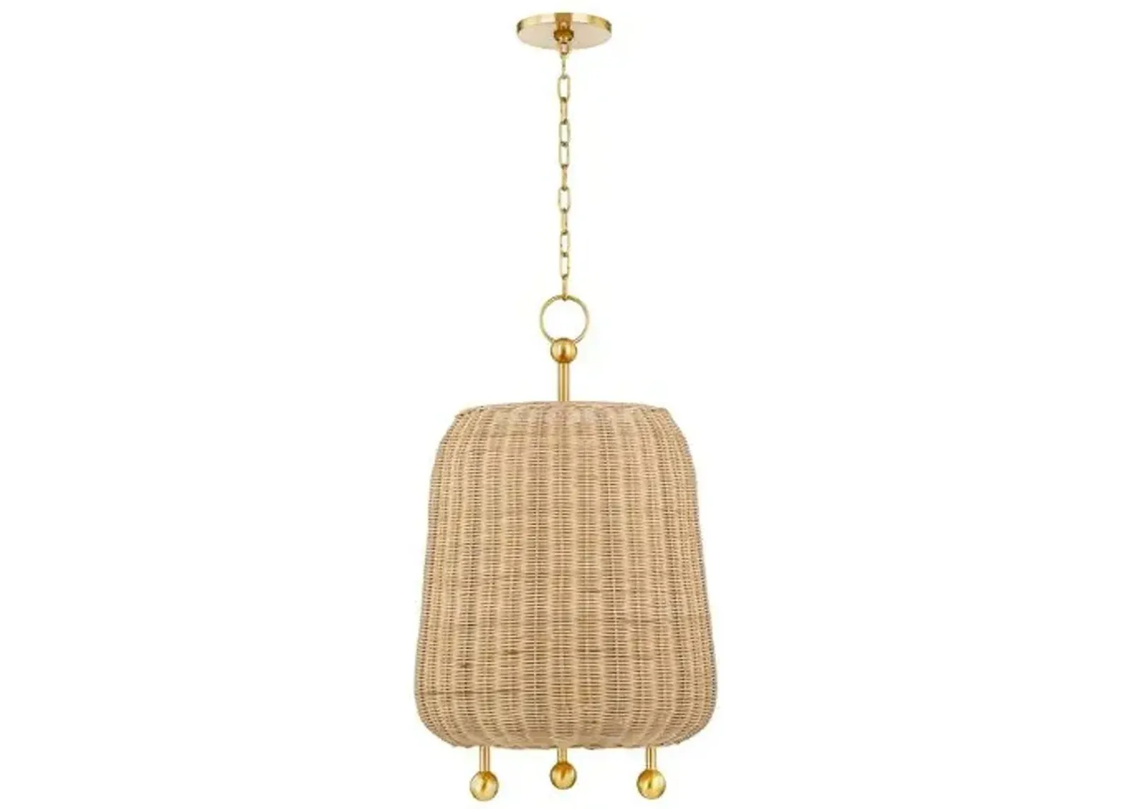 Mariam Rattan Pendant - Natural/Aged Brass - Gold