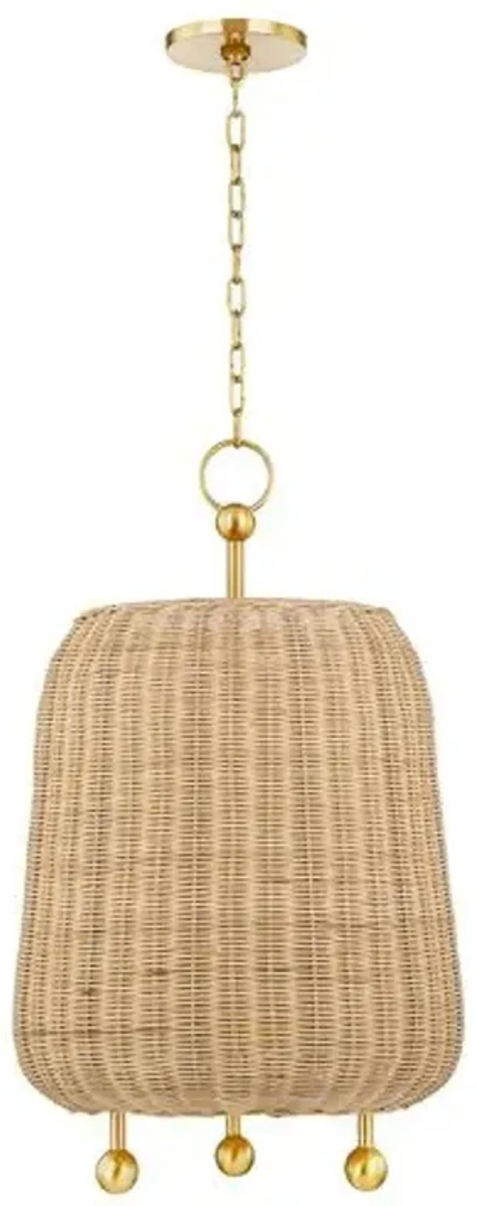 Mariam Rattan Pendant - Natural/Aged Brass - Gold