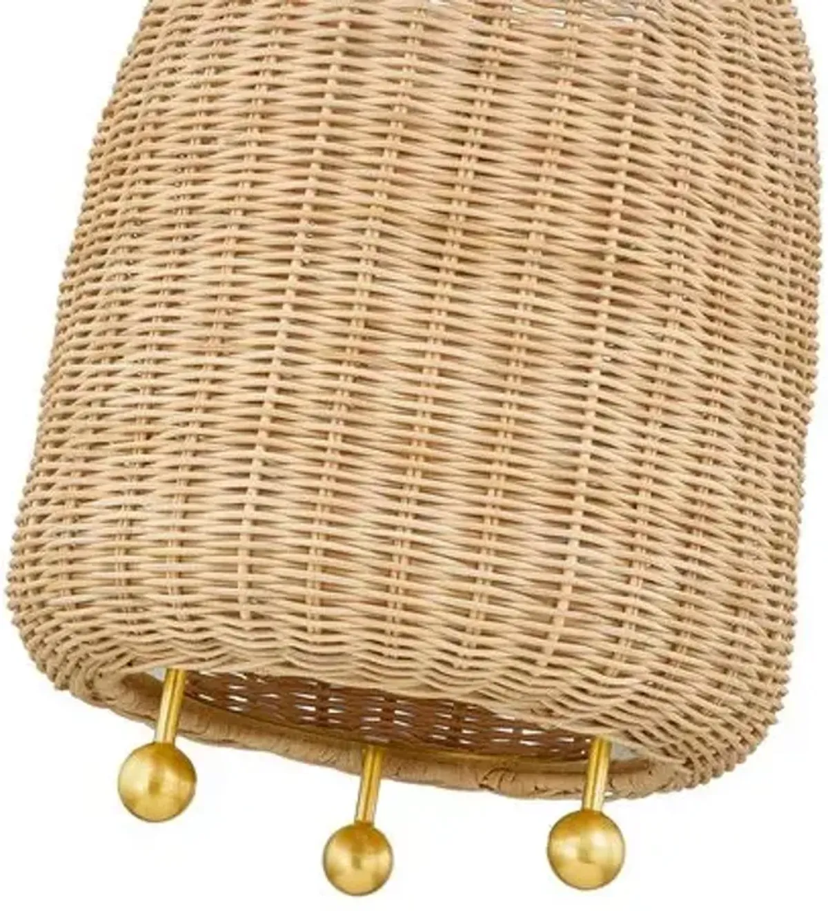 Mariam Rattan Pendant - Natural/Aged Brass - Gold