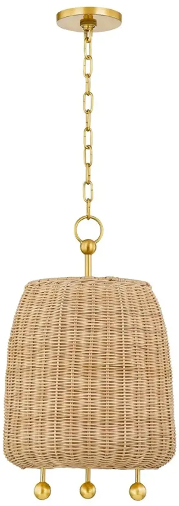 Mariam Rattan Pendant - Natural/Aged Brass - Gold