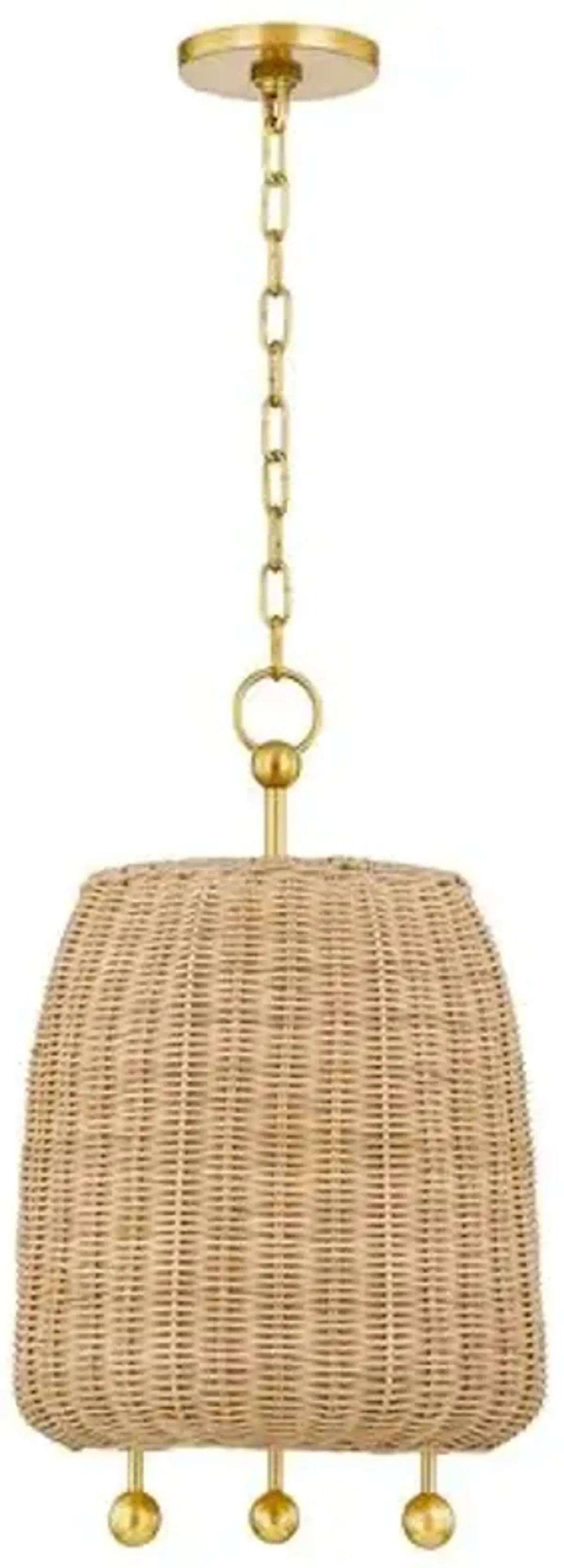 Mariam Rattan Pendant - Natural/Aged Brass - Gold