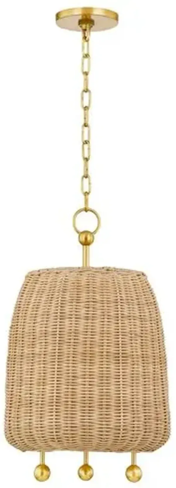Mariam Rattan Pendant - Natural/Aged Brass - Gold