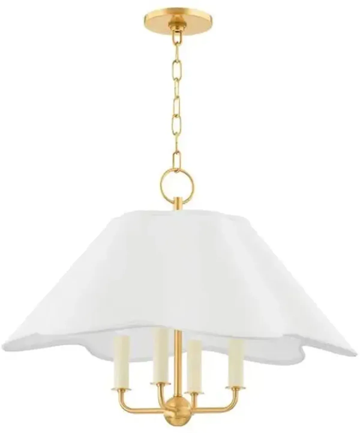 Miller Scallop Shade Pendant - Aged Brass/White Linen - Gold