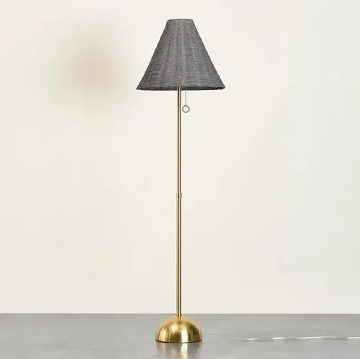 Nia 66.5" Wicker Floor Lamp - Grey/Aged Brass