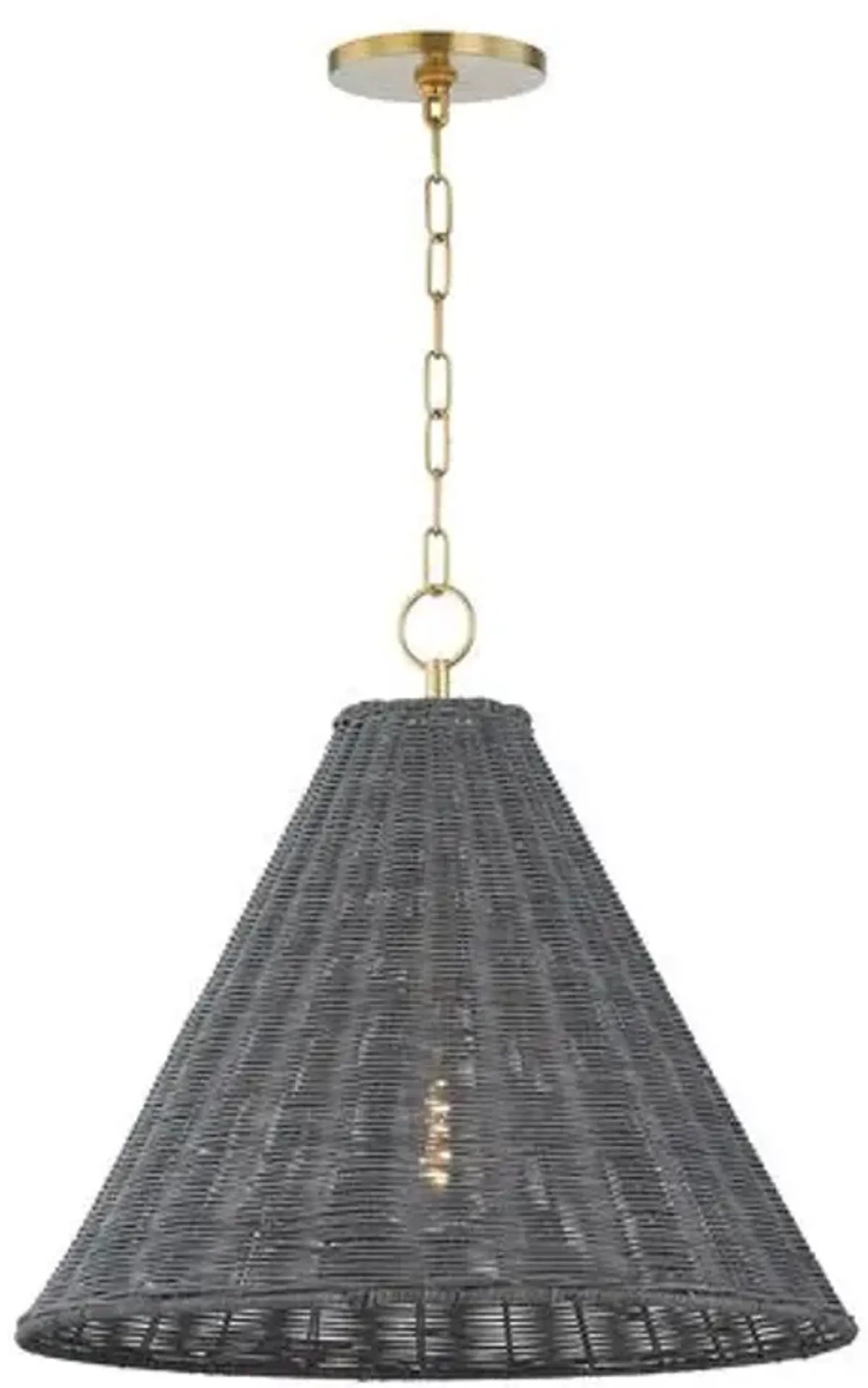 Nia 20.5" Wicker Pendant - Grey/Aged Brass - Gold