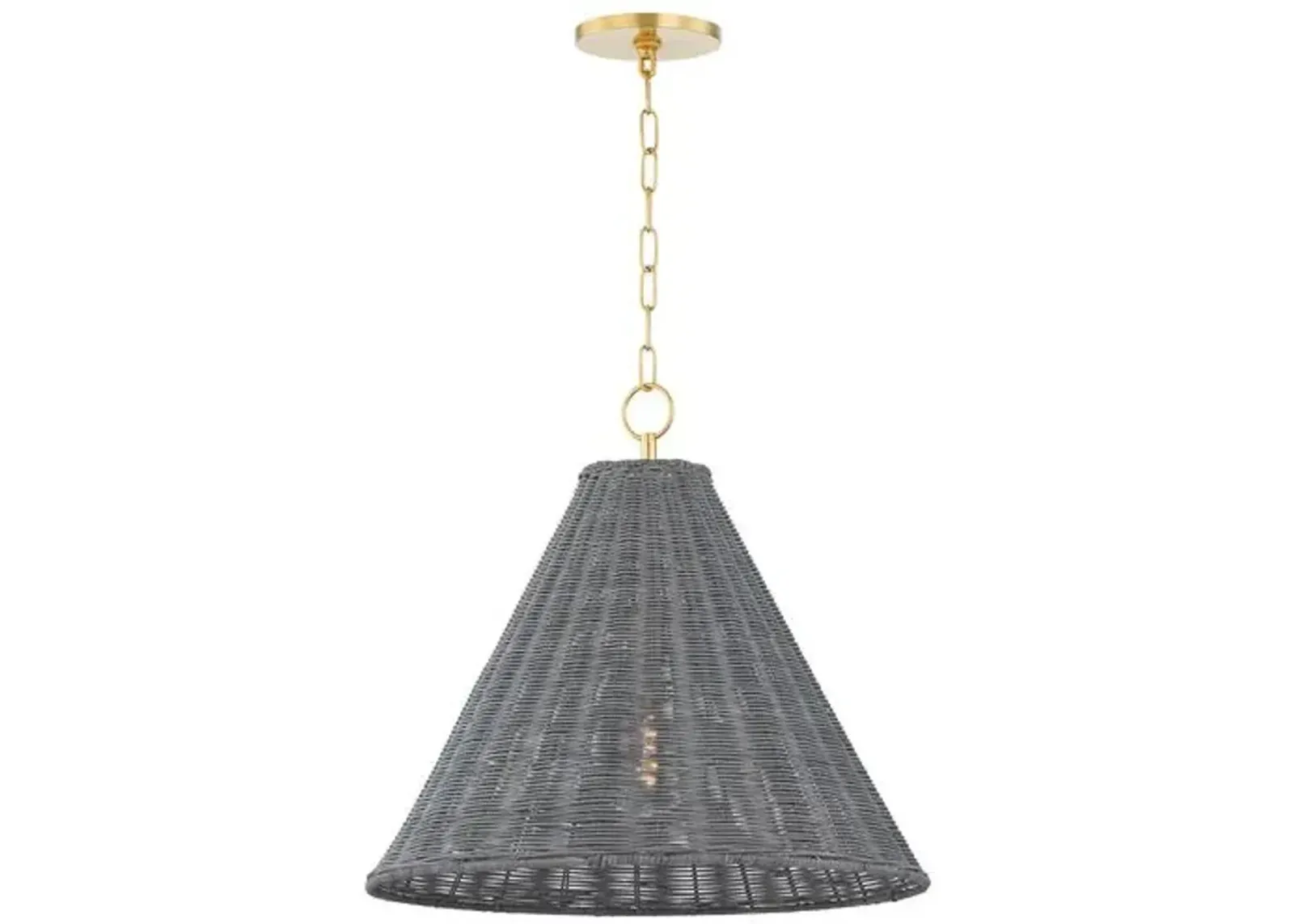 Nia 20.5" Wicker Pendant - Grey/Aged Brass - Gold