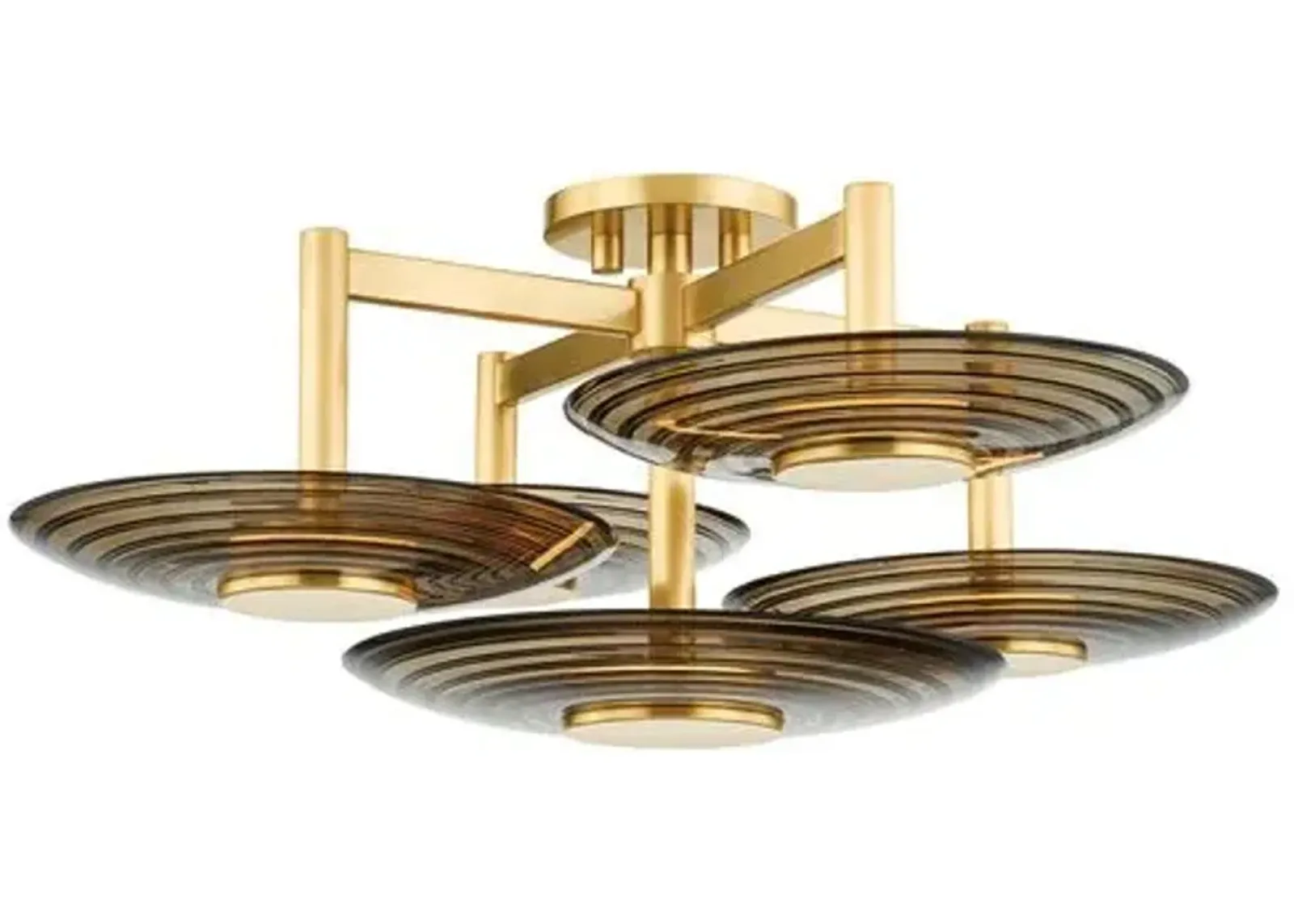 Griston Semi Flush - Smoke/Aged Brass - Gold