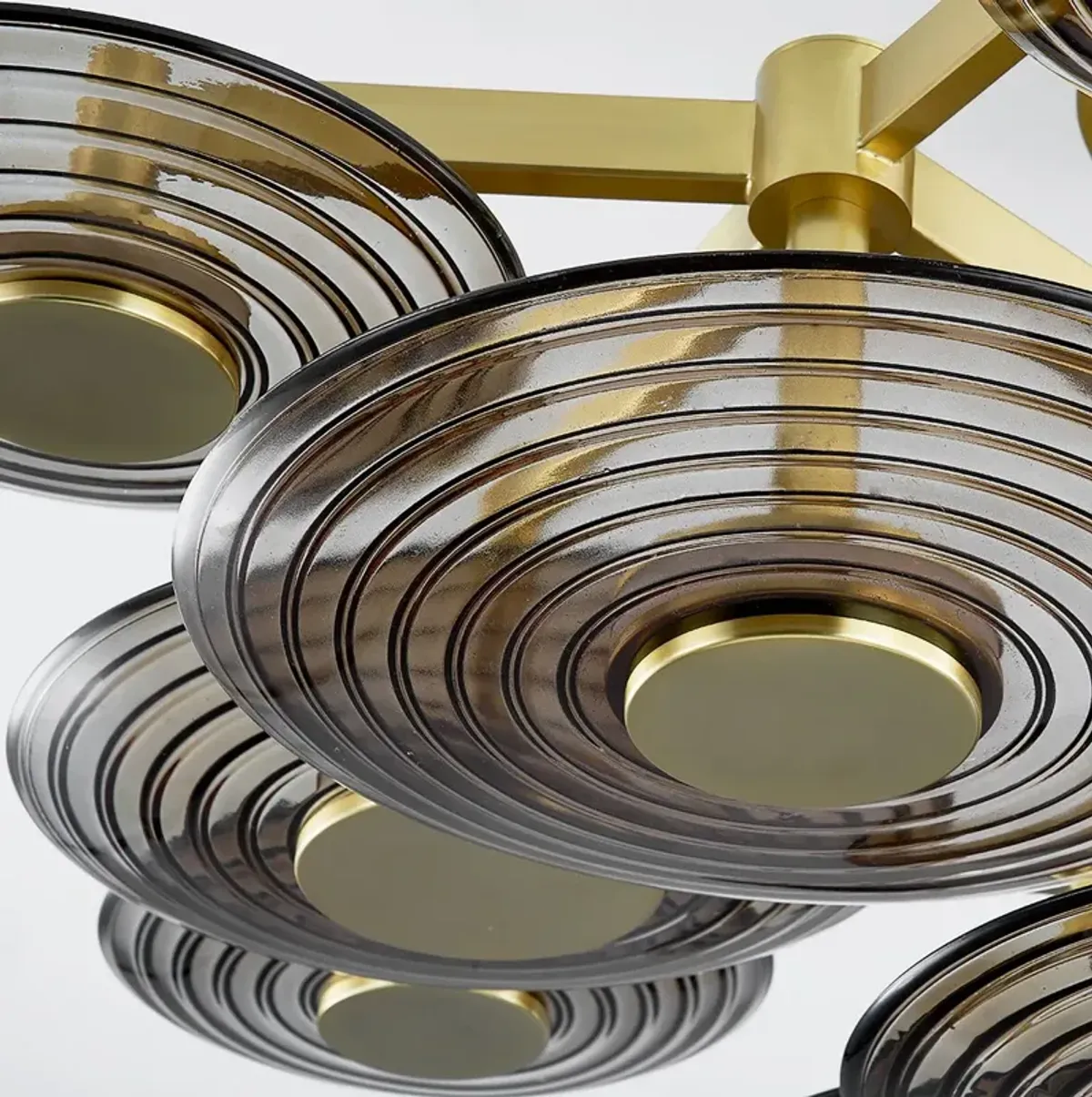 Griston Semi Flush, Smoke/Aged Brass