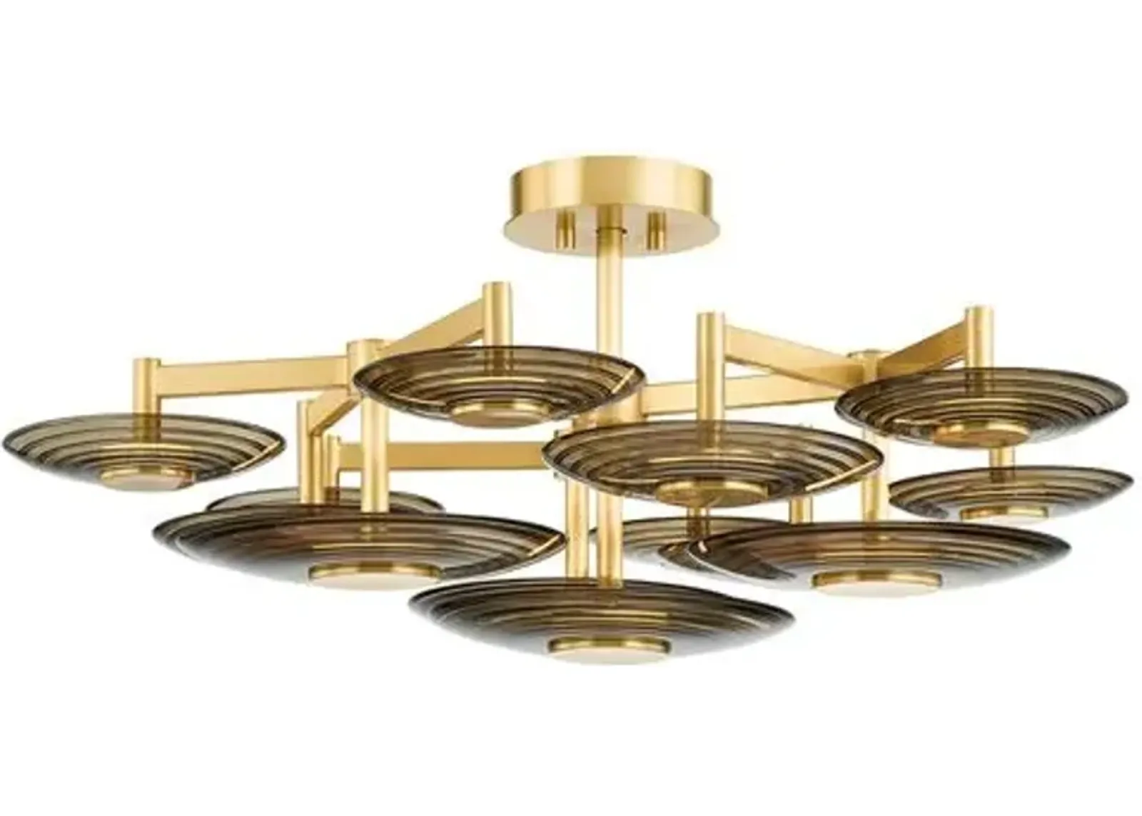 Griston Semi Flush - Smoke/Aged Brass - Gold