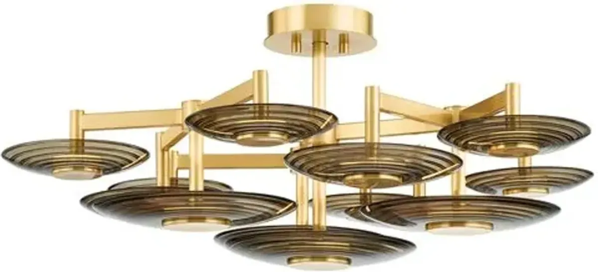 Griston Semi Flush - Smoke/Aged Brass - Gold