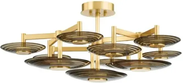 Griston Semi Flush - Smoke/Aged Brass - Gold