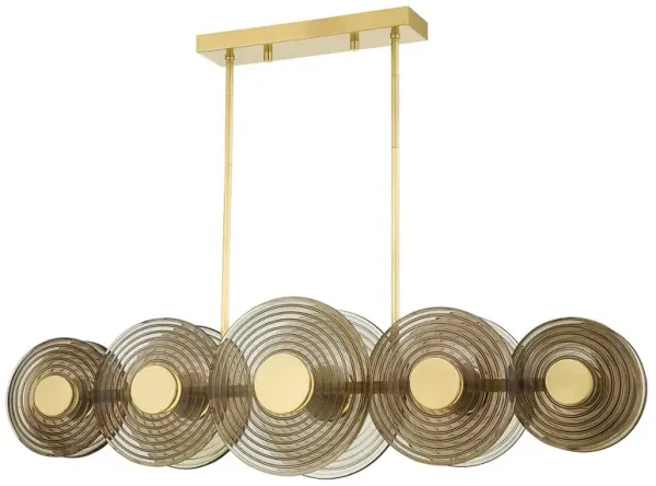 Griston 14" Linear Chandelier - Smoke/Aged Brass - Gold