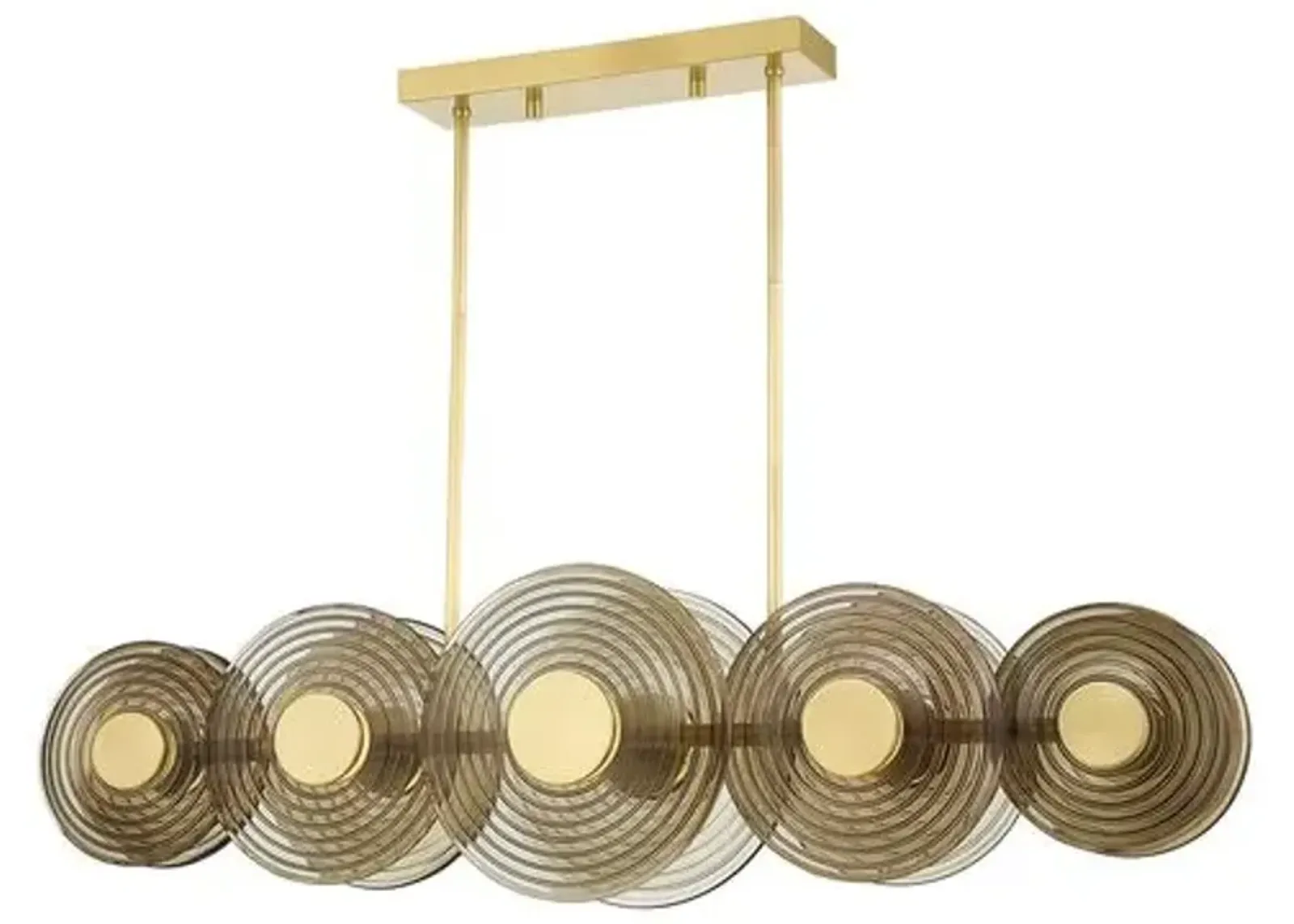 Griston 14" Linear Chandelier - Smoke/Aged Brass - Gold