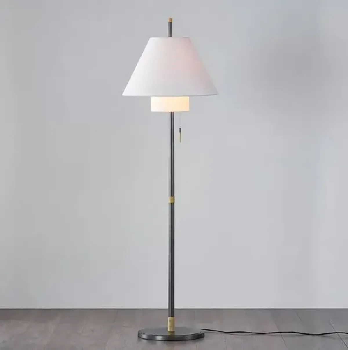 Glenmoore Floor Lamp - Black/Belgian Linen