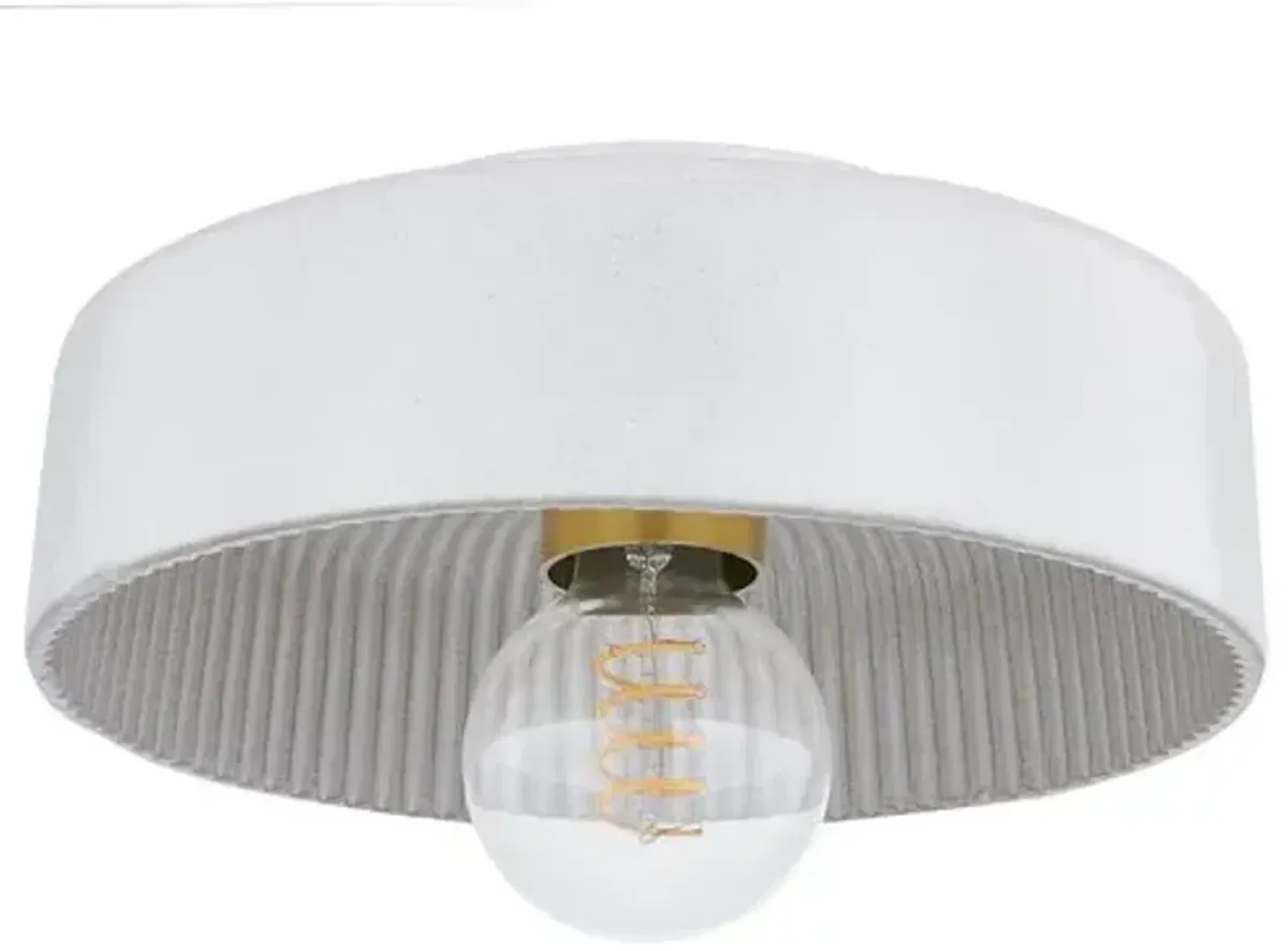 Ray 6" Ceramic Flush Mount - Brass/Reactive White