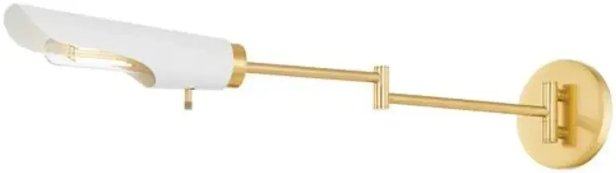 Harperrose 5" Swing-Arm Wall Sconce - Aged Brass/Soft White