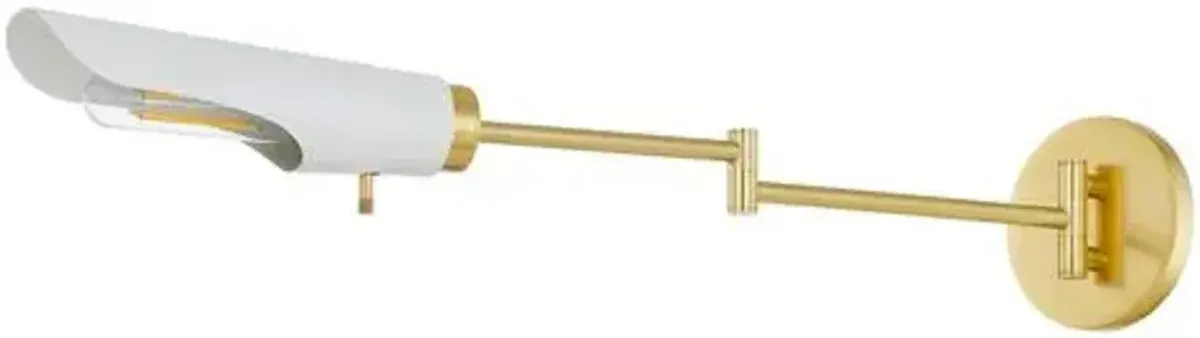 Harperrose 5" Swing-Arm Wall Sconce - Aged Brass/Soft White