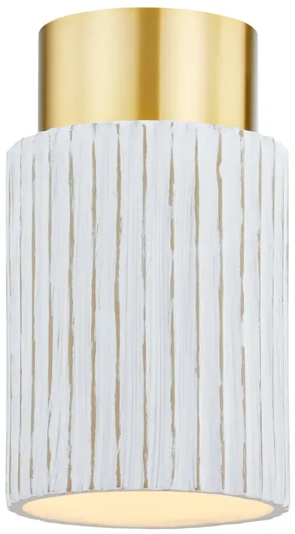 Corissa 9.75" Flush Mount - Aged Brass/ Ceramic Whitewash Bisque