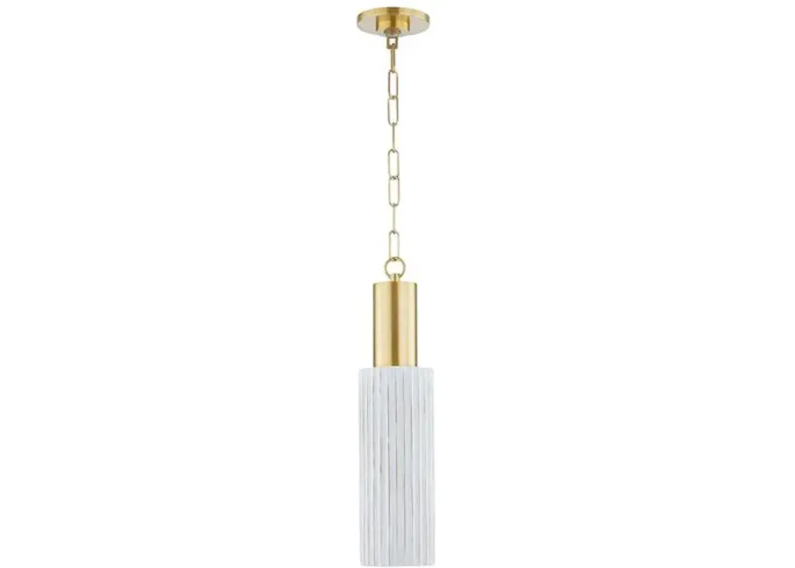 Corissa 20.5" Pendant - Aged Brass/ Ceramic Whitewash Bisque