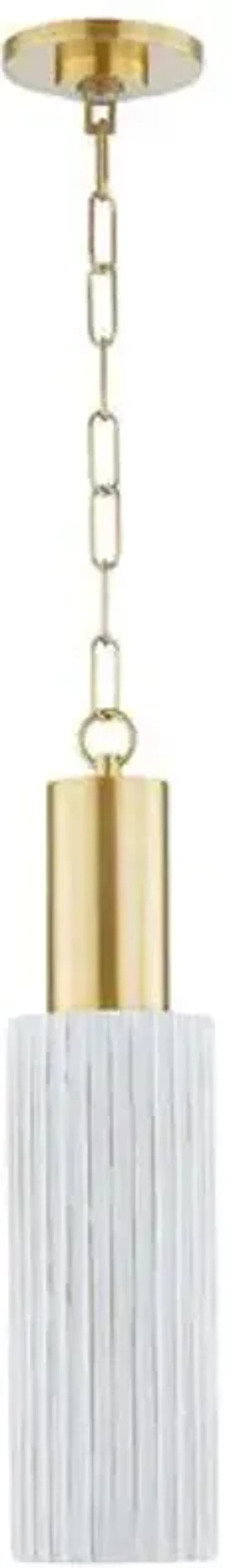 Corissa 20.5" Pendant - Aged Brass/ Ceramic Whitewash Bisque