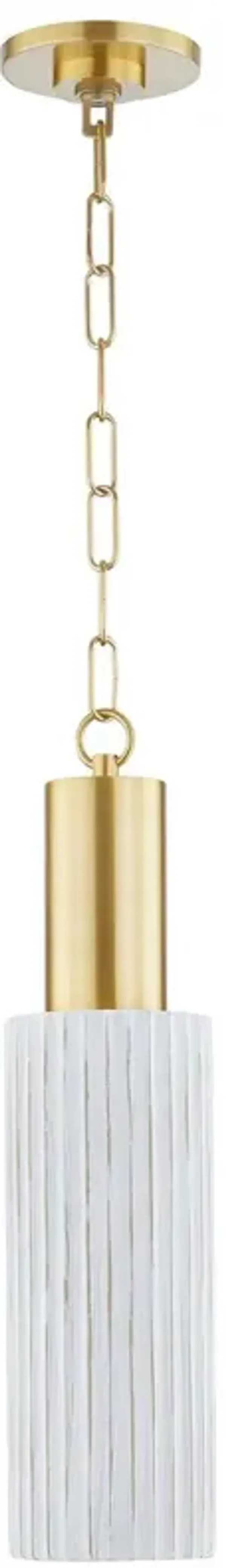 Corissa 20.5" Pendant - Aged Brass/ Ceramic Whitewash Bisque