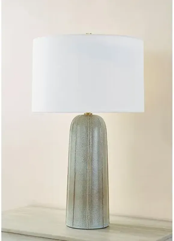 Kel 26" Table Lamp - Aged Brass/ Ceramic Reactive Ash - Gray