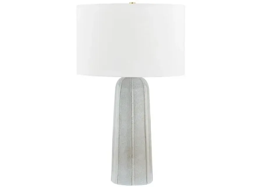 Kel 26" Table Lamp - Aged Brass/ Ceramic Reactive Ash - Gray