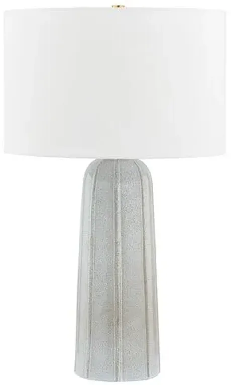 Kel 26" Table Lamp - Aged Brass/ Ceramic Reactive Ash - Gray