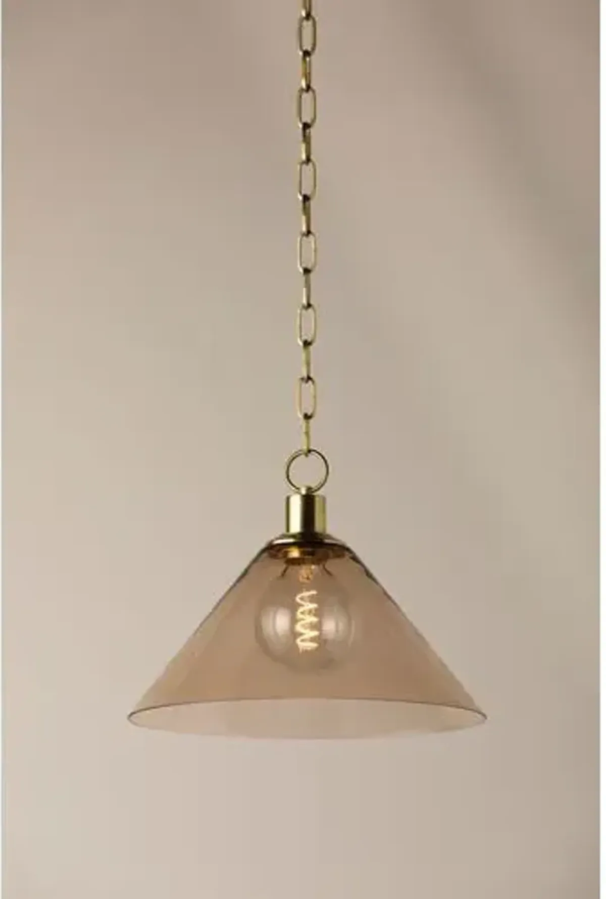 Anniebee Pendant - Aged Brass/Smoky Glass - Gold