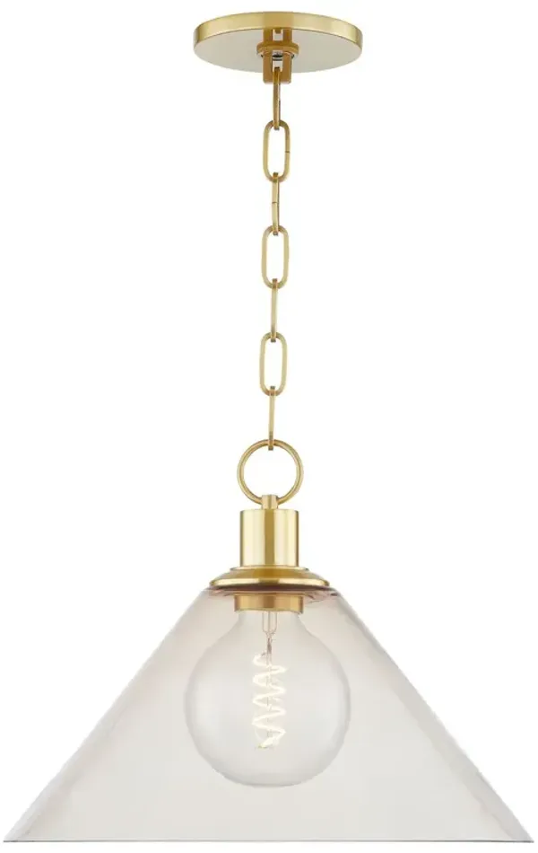 Anniebee Pendant - Aged Brass/Smoky Glass - Gold