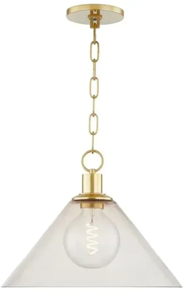 Anniebee Pendant - Aged Brass/Smoky Glass - Gold