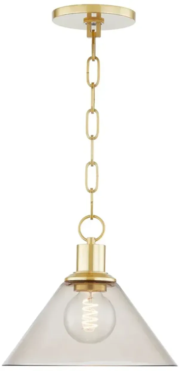 Anniebee Pendant - Aged Brass/Smoky Glass - Gold