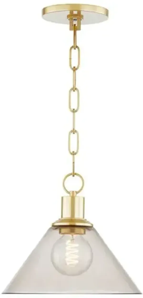 Anniebee Pendant - Aged Brass/Smoky Glass - Gold