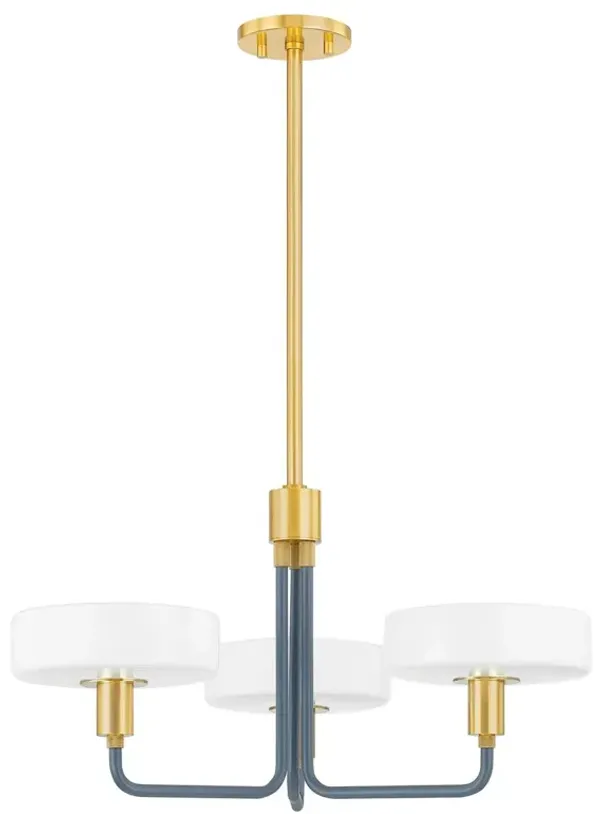 Aston Chandelier - Aged Brass/Slate Blue - Zoe Feldman for Mitzi