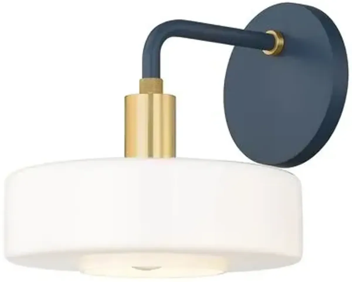 Aston 7.75" Wall Sconce - Aged Brass/Slate Blue - Zoe Feldman for Mitzi