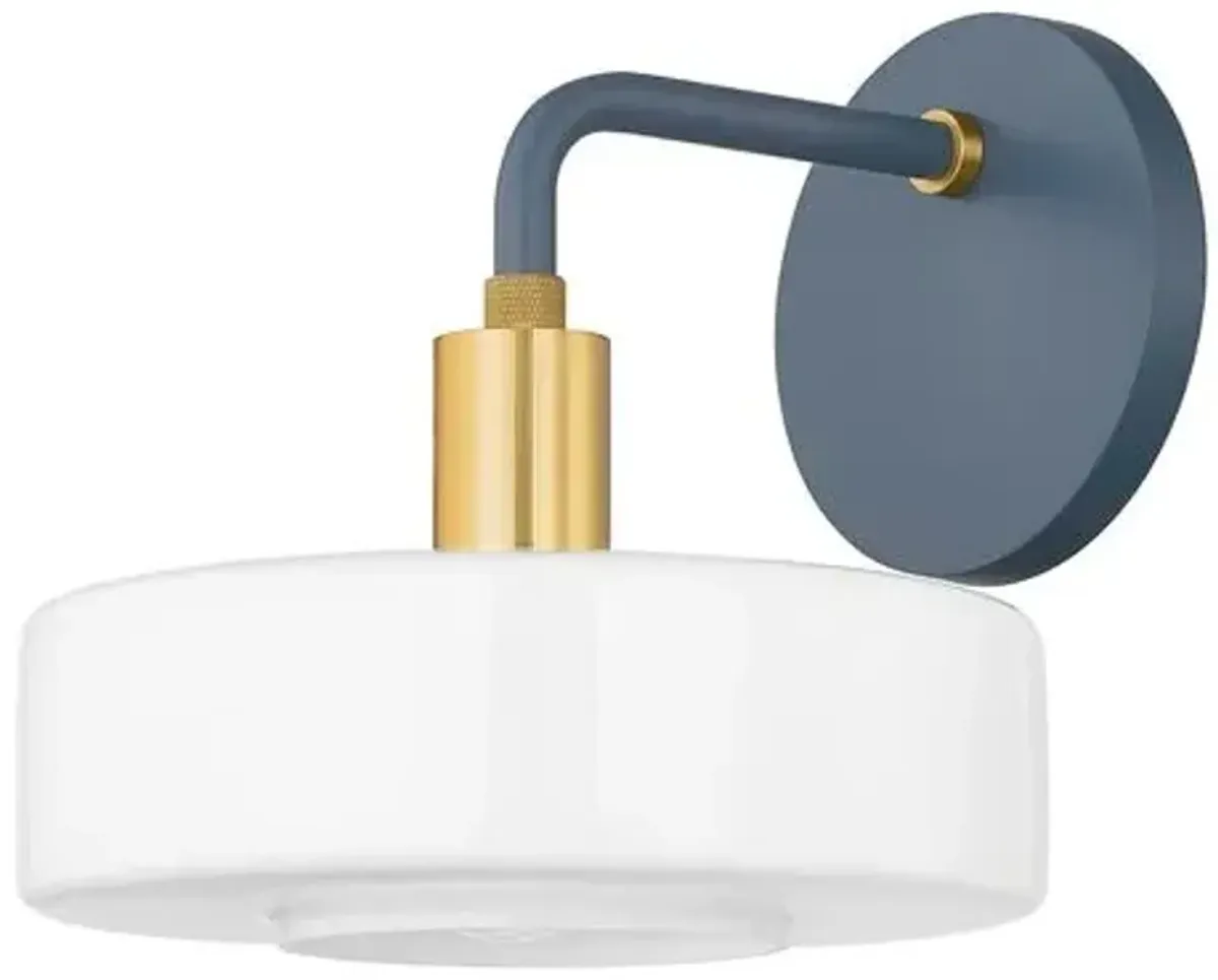 Aston 7.75" Wall Sconce - Aged Brass/Slate Blue - Zoe Feldman for Mitzi