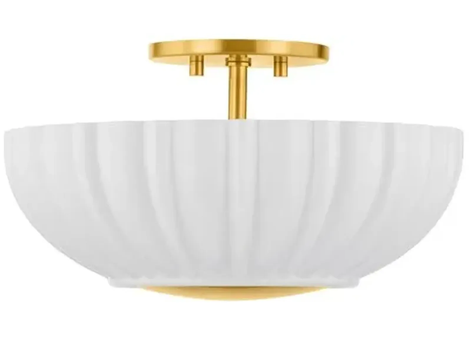 Anne Flush Mount - Shiny Opal Glass/Aged Brass - Zoe Feldman for Mitzi - Gold