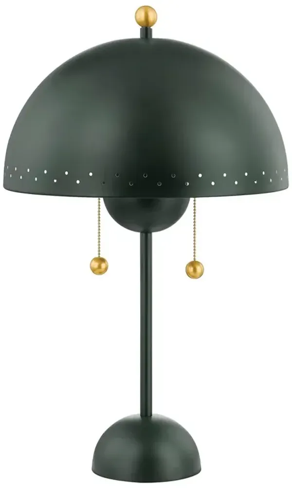 Jojo 25" Table Lamp, Aged Brass/Soft Studio Green