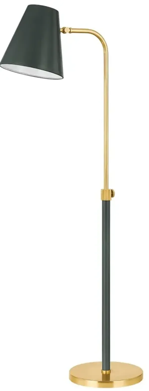 Georgann Adjustable Floor Lamp, Aged Brass/Soft Studio Green