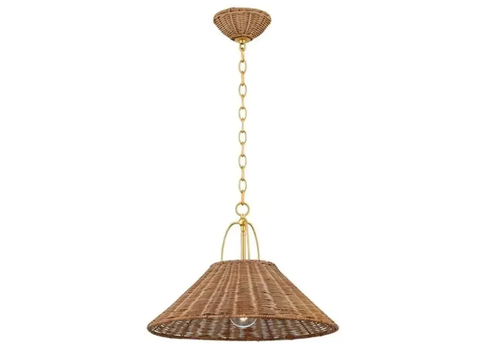 Davida Rattan Pendant - Natural/Aged Brass - Zoe Feldman for Mitzi - Gold