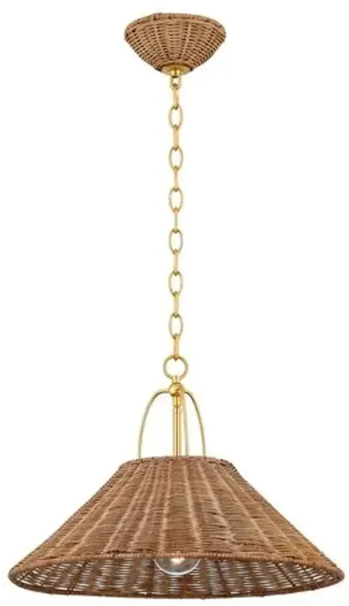 Davida Rattan Pendant - Natural/Aged Brass - Zoe Feldman for Mitzi - Gold