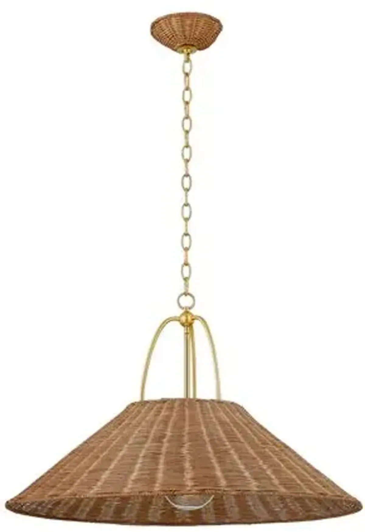 Davida Rattan Pendant - Natural/Aged Brass - Zoe Feldman for Mitzi - Gold